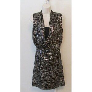 DVF Diane von Furstenberg Issie dress goldo gold sequin black cocktail new 0